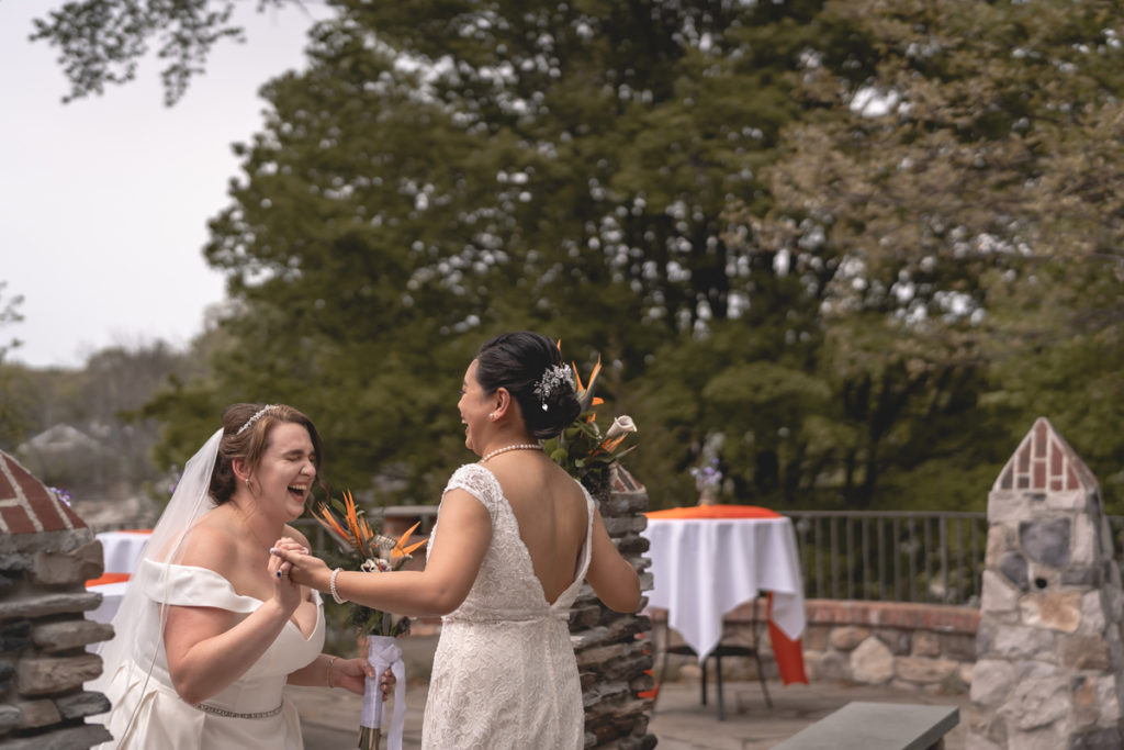 Beatrice and Jennifer share a moment of joy together after their first look.