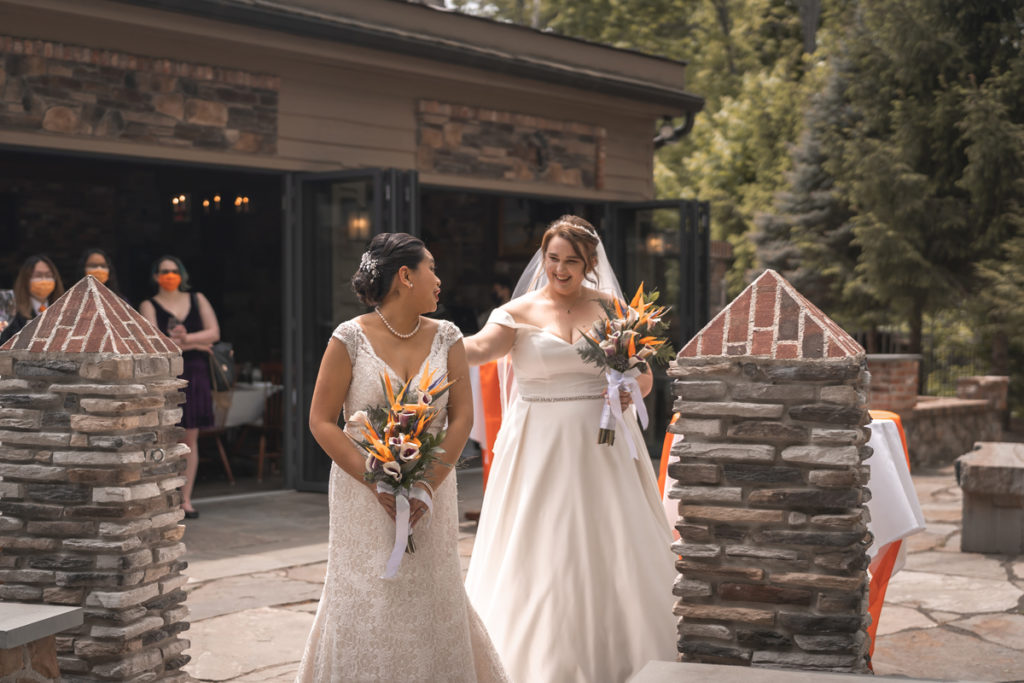 Bea seeing Jennifer for the first time during their 'first look' in the backyard of Mohawk House Sparta, NJ.