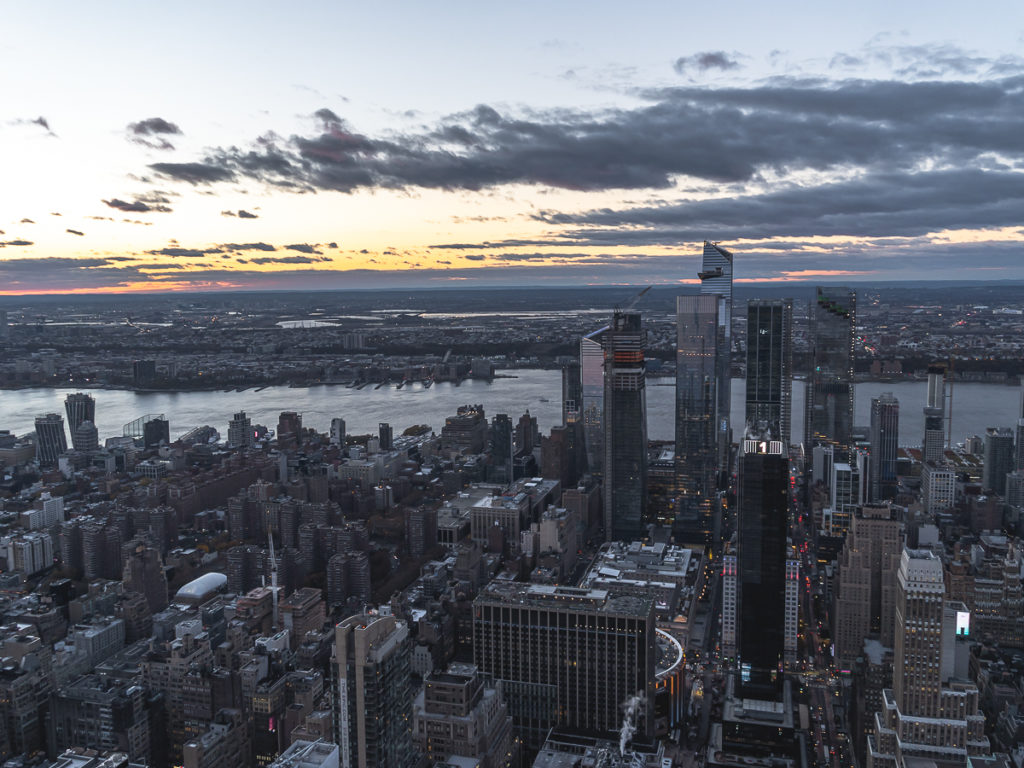 View of Hudson Yards from the Empire State Building Observatory.