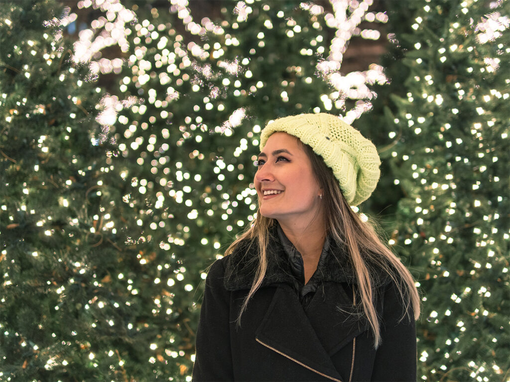 Zuccotti Park is famous for their Christmas lights in NYC.