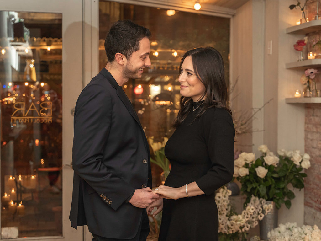 The happy couple right after the engagement at Palma restaurant NYC.