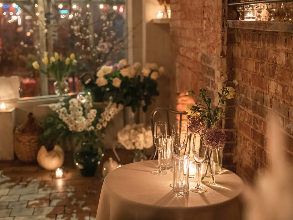 Romantic dinner set up at Palma restaurant NYC.