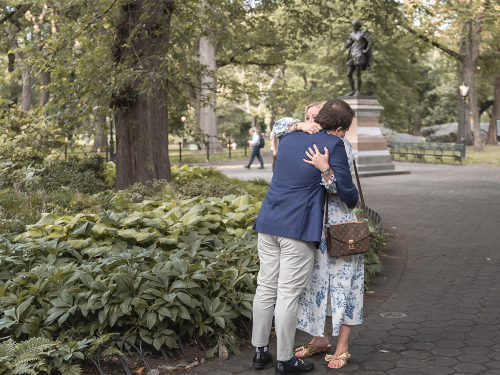 Candid, raw emotion during a Central Park proposal.