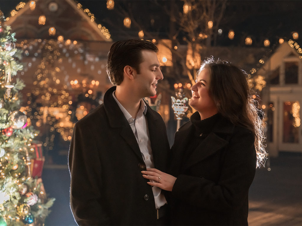 Engaged couple at Tavern on the Green.