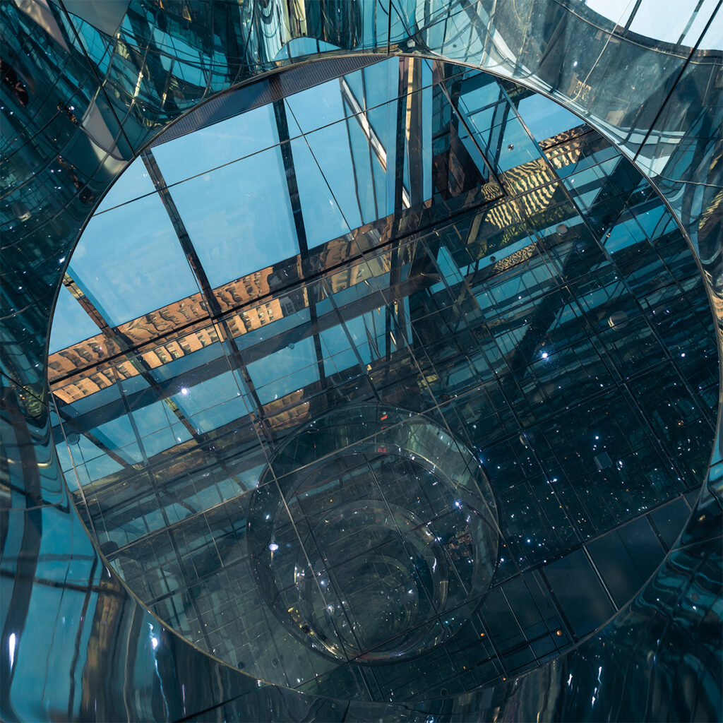 Experience the sense of boundless space at Summit One Vanderbilt observatory's Air: Transcendence 2 as you peer down to Transcendence 1 and look upon 30,375 square feet of mirrors.