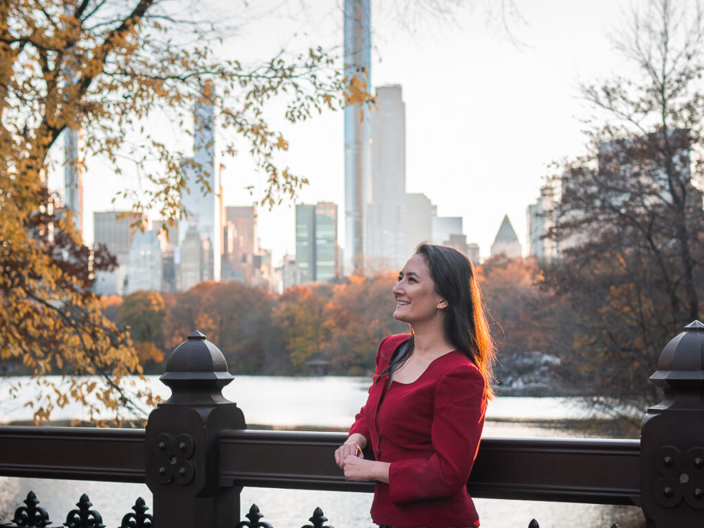 Oak Bridge is one of the best Central Park fall foliage photography spots.