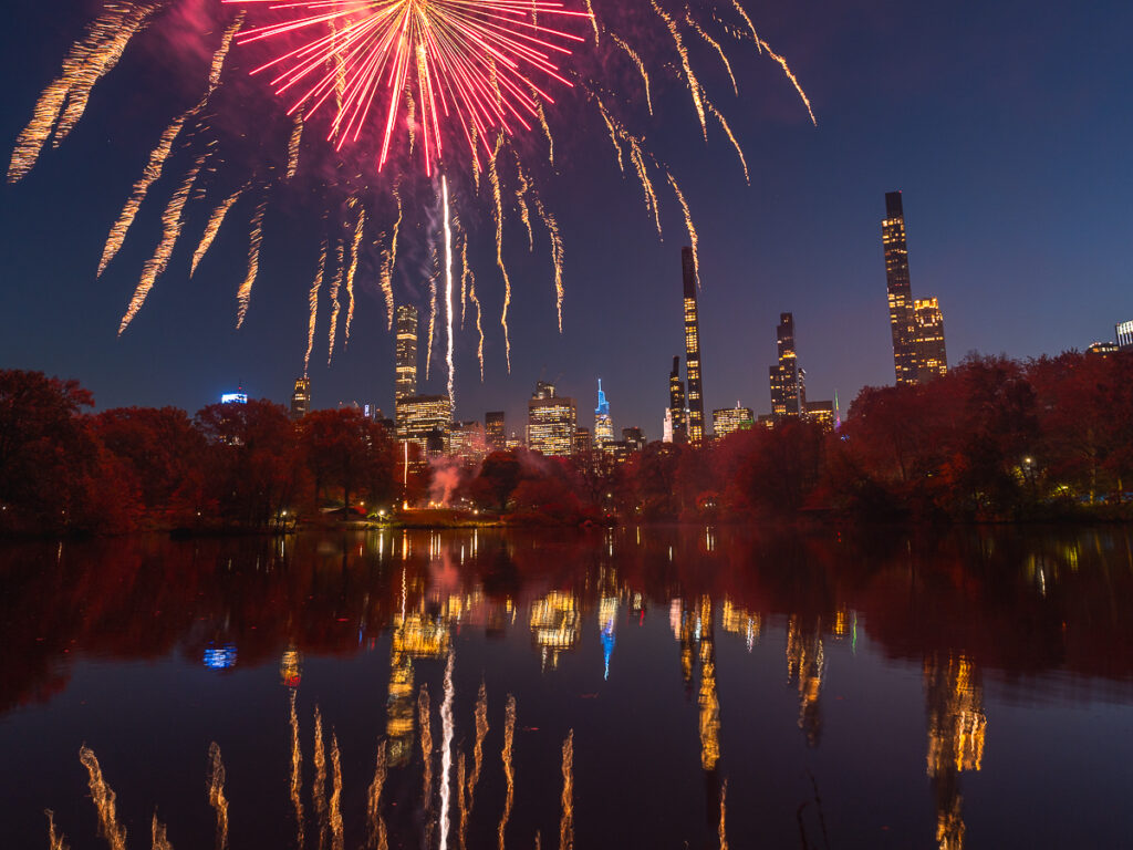 Photograph fireworks in Central Park.