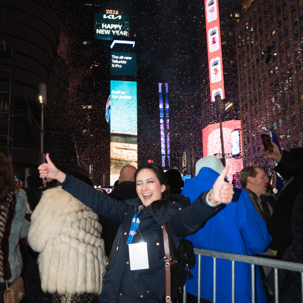 Access to New Year's Eve in Times Square with my NYC press pass.