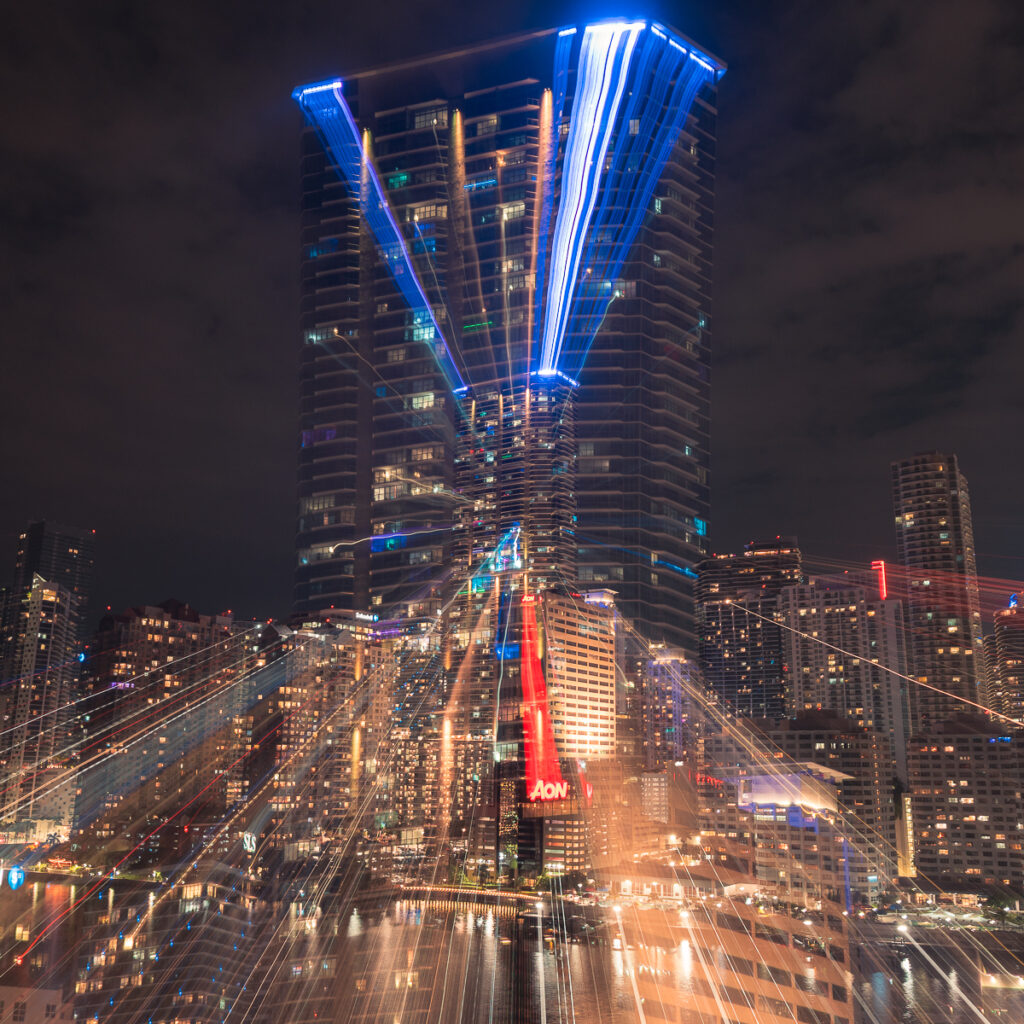 Zoom burst is a dynamic long exposure photography technique. 