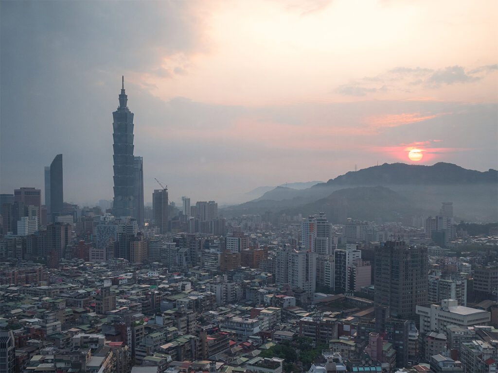 Sunrise view from Shangri-La Far Eastern, Taipei.