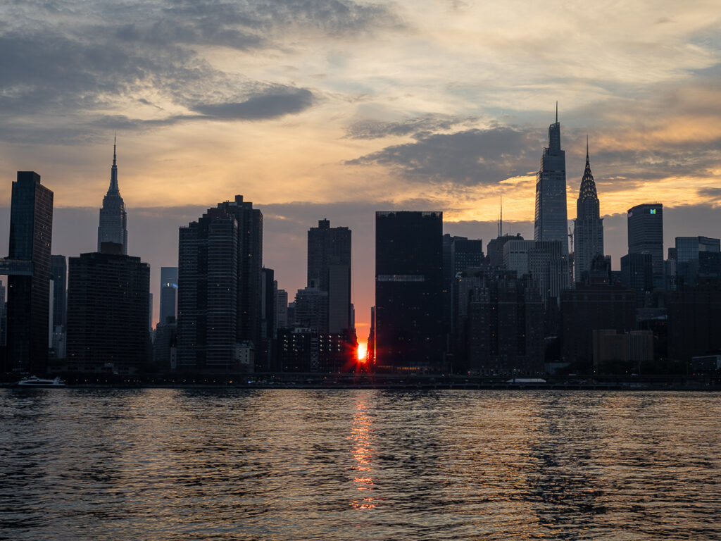 The Manhattan skyline at sunset photographed with another Canon vintage camera.