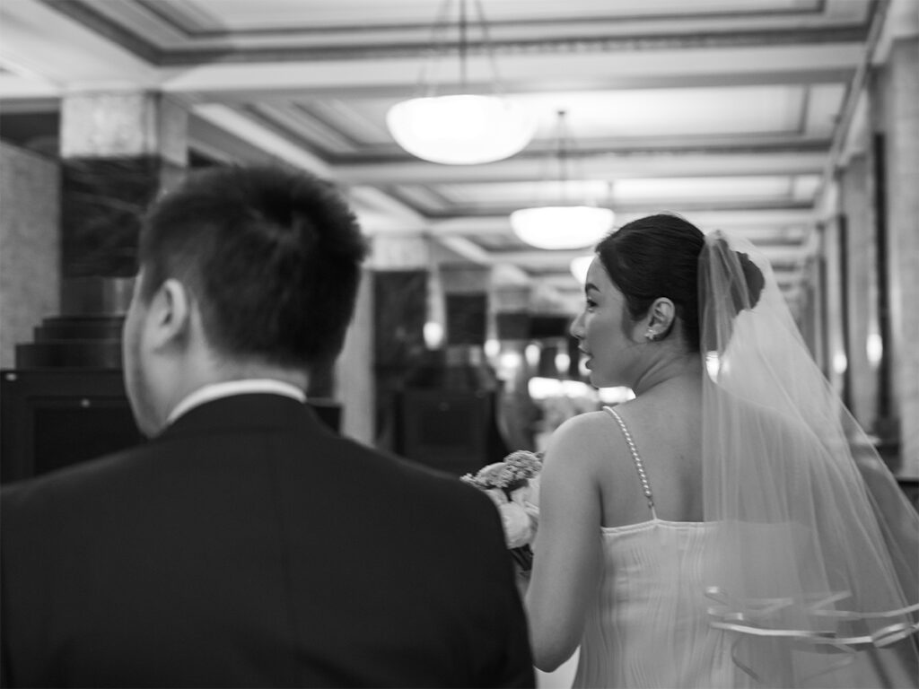 Black and white City Hall Elopement.