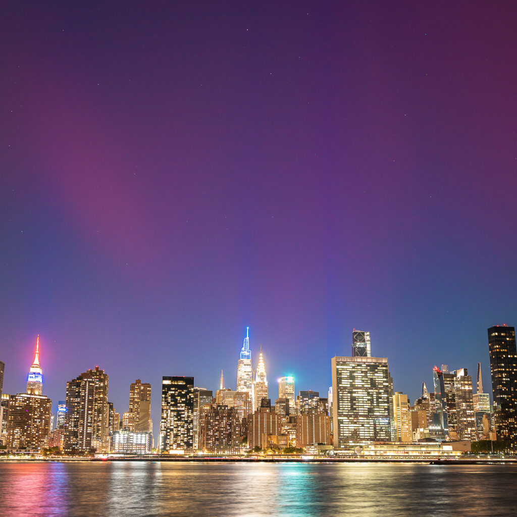 2024 through 2026 is an exciting time because solar activity is expected to increase at the peak of Solar Cycle 25. This cycle creates a jump in sunspots and geomagnetic storms that contribute to stronger aurora forecasts, which we saw in May and October 2024. I even photographed and saw the Northern Lights in New York City with my naked eye—something I thought was impossible because of all the light pollution!