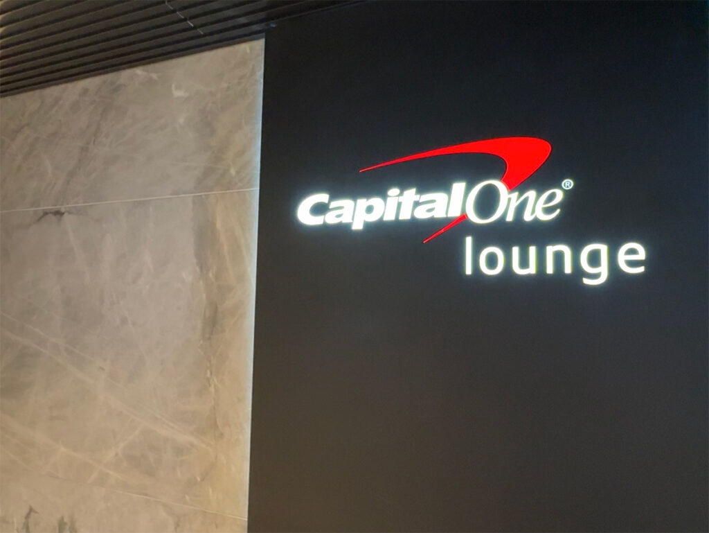 Capital One Lounge DFW sign.