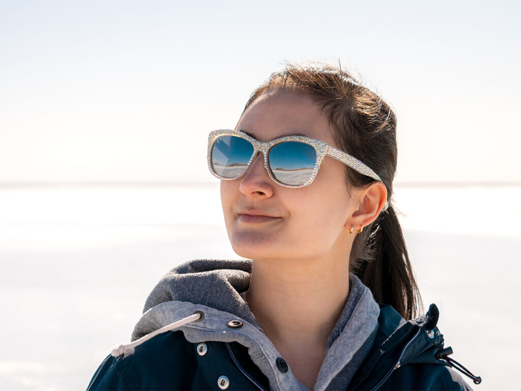 Wear sunglasses in places like White Sands National Park and Bonneville Salt Flats.