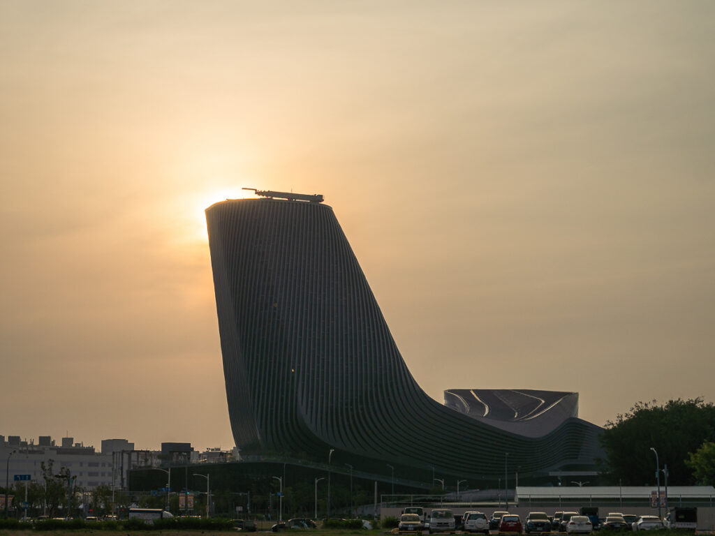 Silhouette of Kaohsiung Port Cruise Terminal during Kaohsiunghenge.