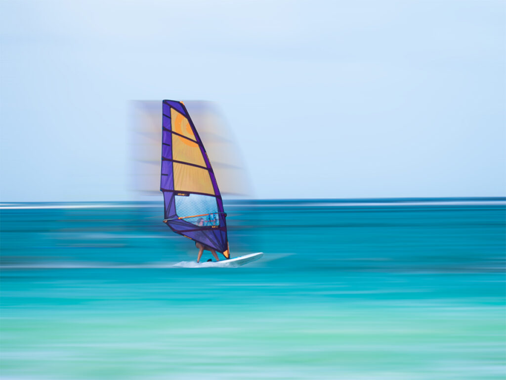 Motion blur of wind surfing in Bonaire.