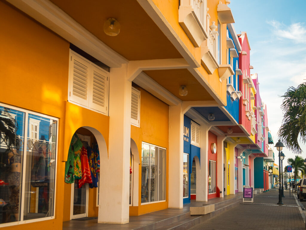 The colorful Dutch architecture buildings of Kralendijk.