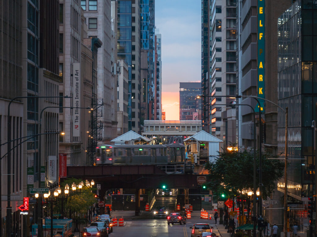 Chicago subway station waiting to photograph Chicagohenge.