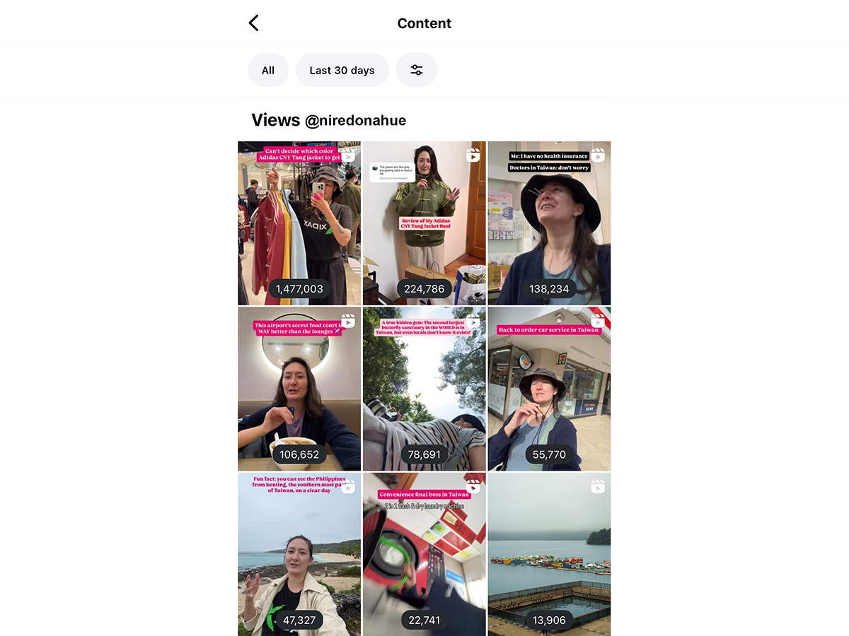 View count of my Instagram Trial Reels case study.