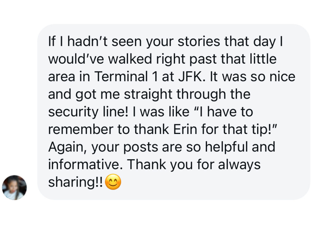 Testimonial of VIP One JFK Terminal 1 Priority Pass.