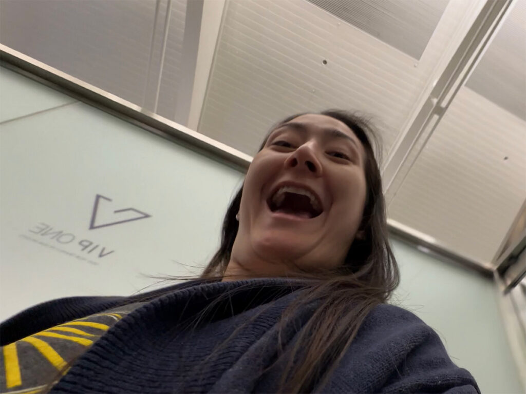 Look of glee when using VIP One in JFK Terminal 1 to skip TSA security line.