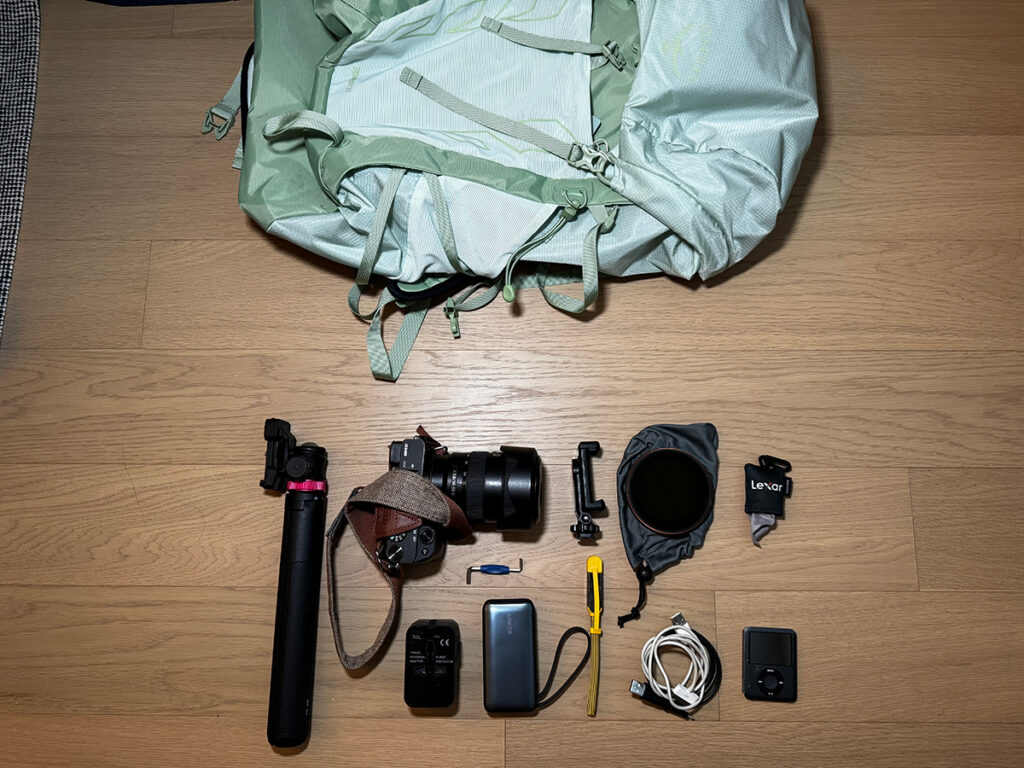 Women's Camino Ingles packing list of electronics.