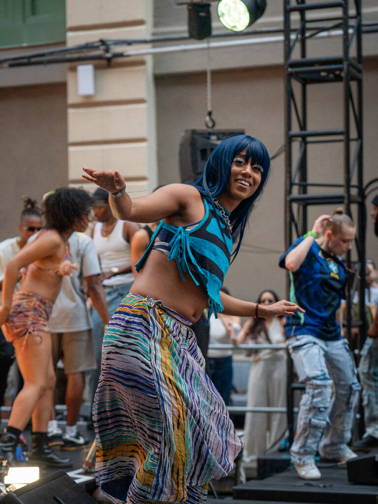 Dancer performing at Francis Mercier Solèy NYC at Industry City Brooklyn.