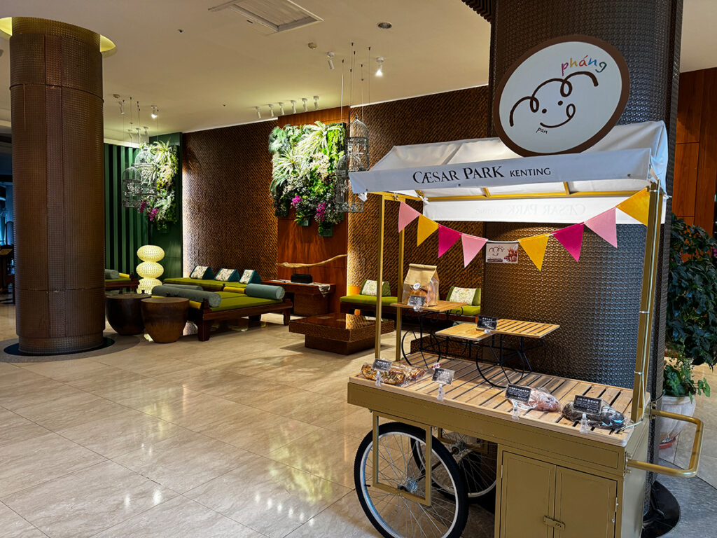 Bakery cart in the lobby at Caesar Park Hotel Kenting Taiwan.
