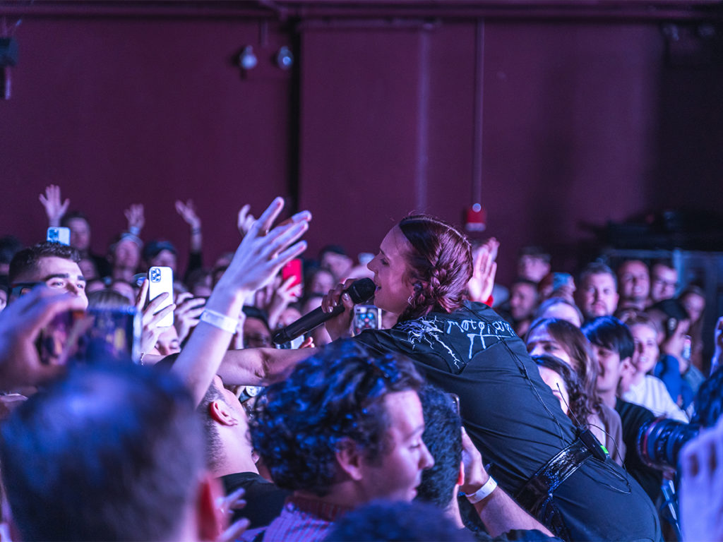 MØ crowdsurfing at Webster Hall concert venue in NYC.
