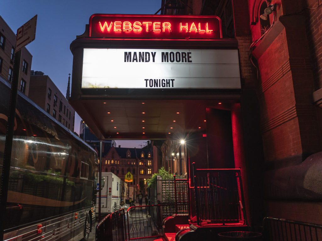 Sign at Webster Hall for Mandy Moore's concert.