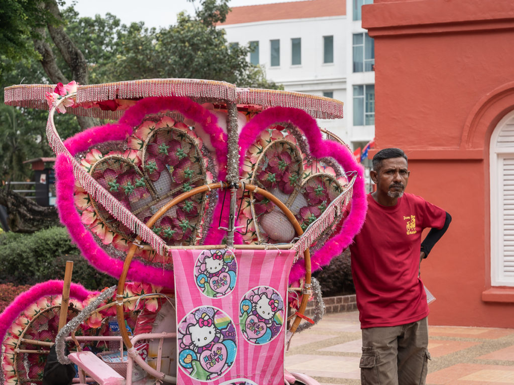 Hello Kitty rickshaw's are famous for biking around Melaka and are a fun touristy activity anyone can do during a 2 week itinerary in Malaysia.
