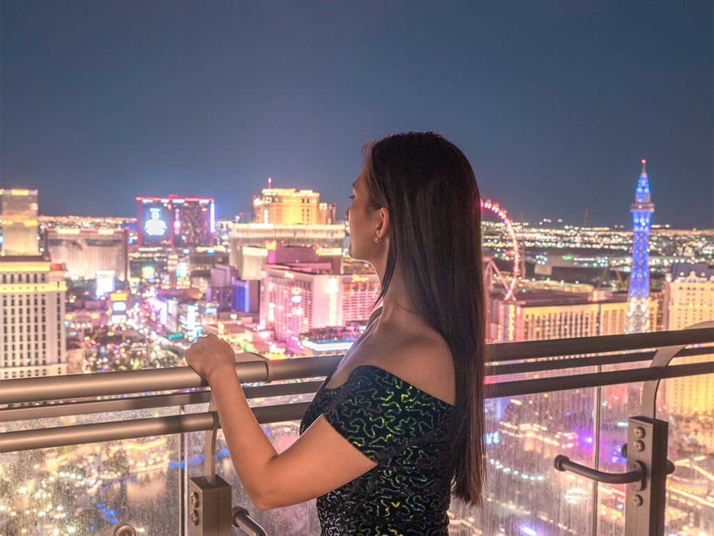 View of the Las Vegas Strip as seen from The Cosmopolitan of Las Vegas Fountain Terrace Room.