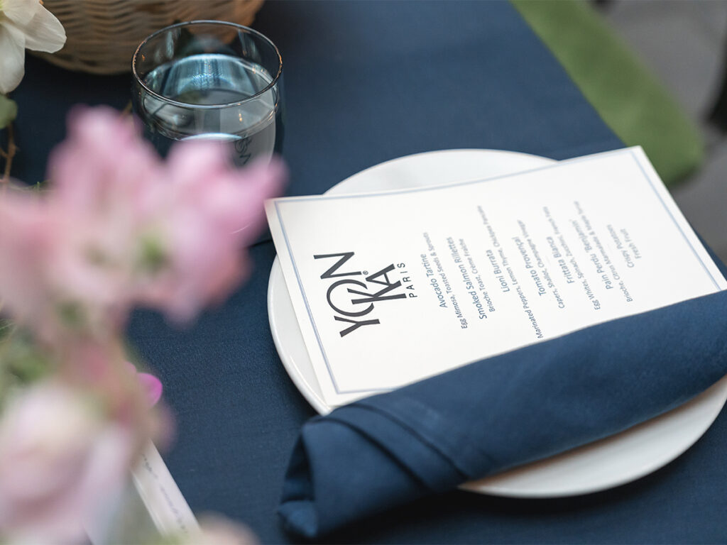 Table setting of Yon-ka Paris' brand photography at the Moxy Easy Village restaurant, Cathedrale.