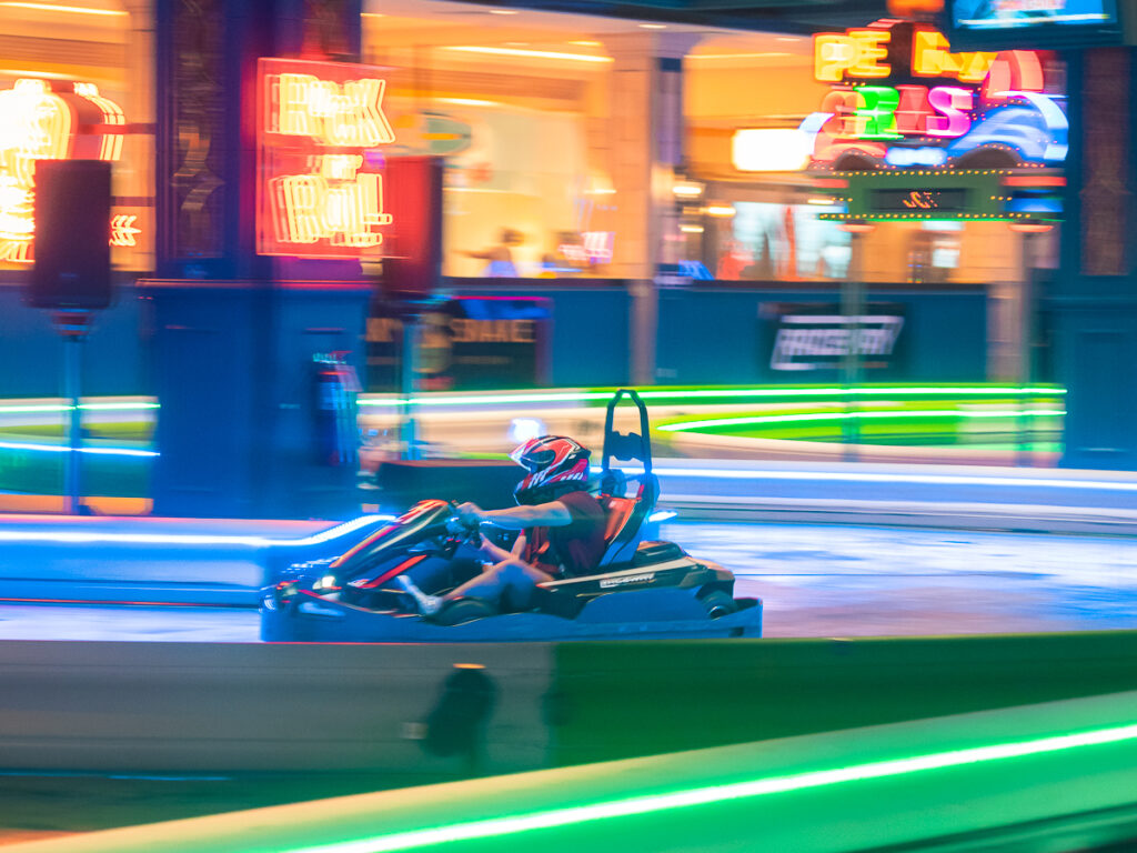 Indoor go-kart racing is a must do activity at Showboat in Atlantic City.