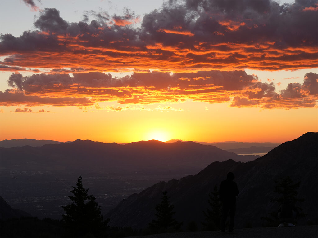 An incredible sunset burn seen from the summit of Snowbird Resort in Utah, where Sony Kando Trip was hosted.