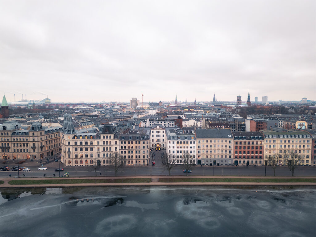 Aerial view of Copenhagen from Pemblenge Lake.