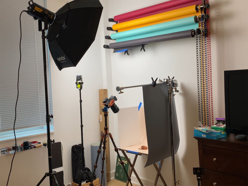 My home photography studio takes up a corner in my NYC apartment.